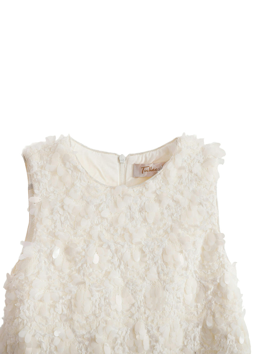 Cream Whispered Petal Mini Dress