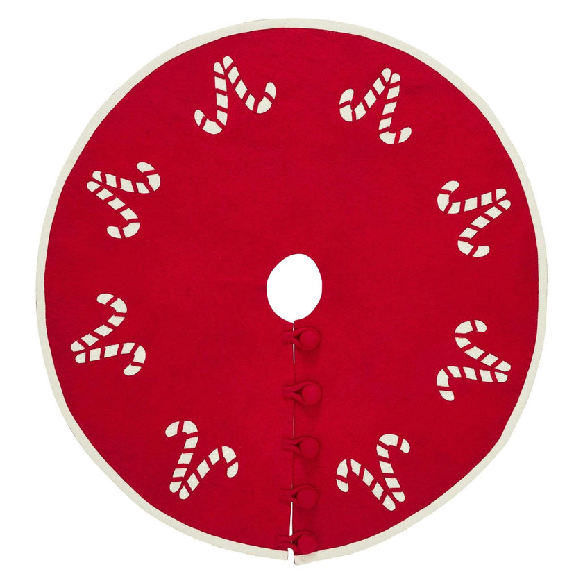 Handmade Candy Canes Red Felt Christmas Tree Skirt Felt 60"