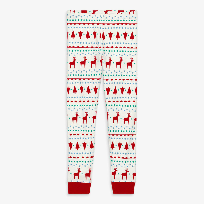 Kids organic PJ pant in reindeer fair isle