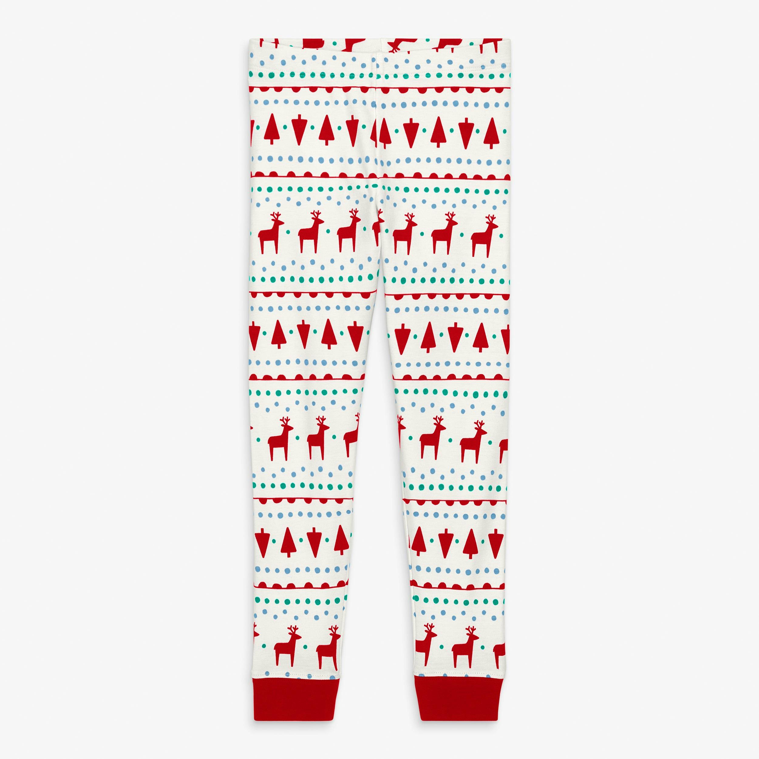 Kids organic PJ pant in reindeer fair isle