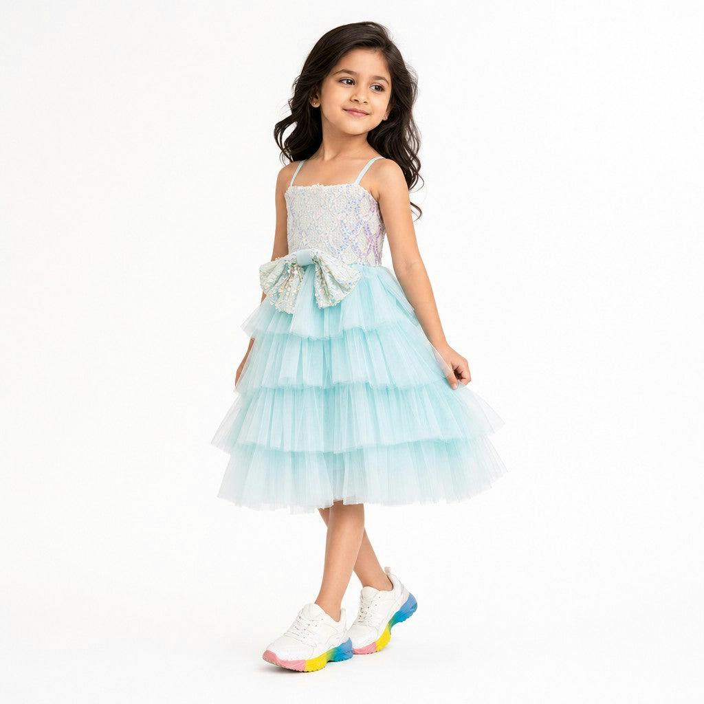 Sparkling Sea Fairy Mermaid Sequin Flower Girl Dress