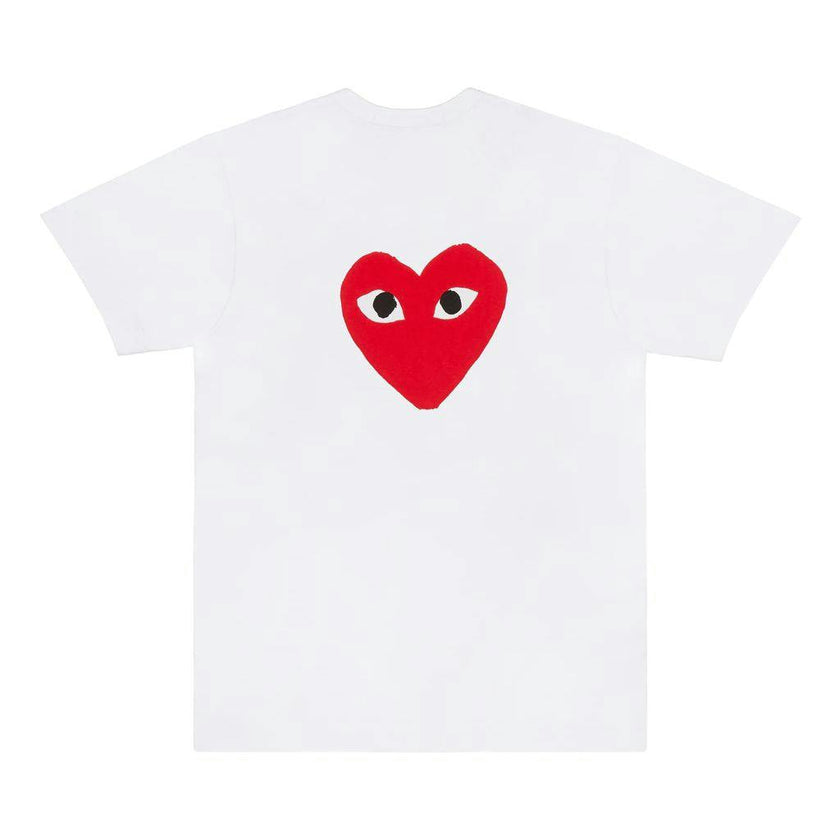 White Heart Print Front/Back T-Shirt