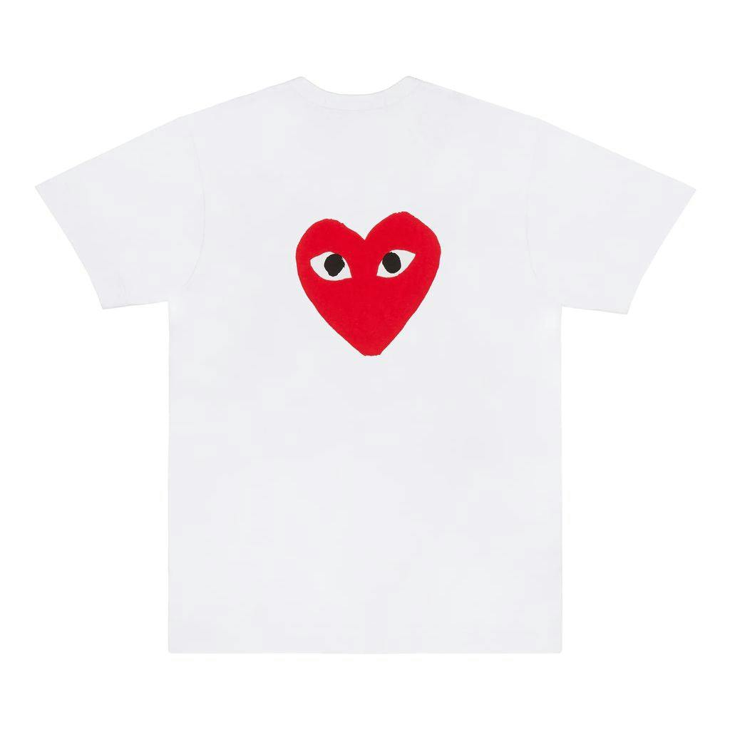 White Heart Print Front/Back T-Shirt