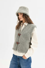 merino wool vest - stone grey