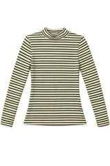 Stripped Micro Mock Neck Tee