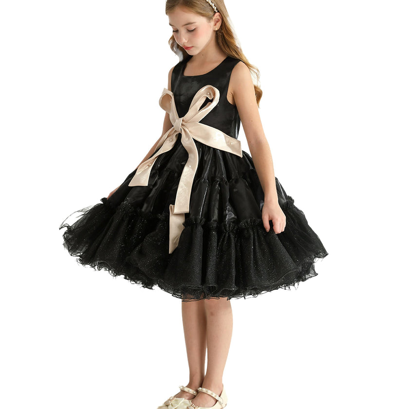 Black Sleeveless Bow Madrona Dress