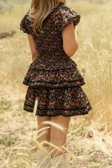 Annalise Skirt in Obsidian Vintage Poppies