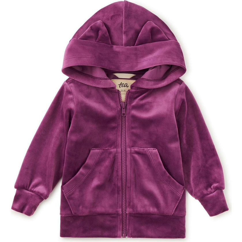 Ears Velour Hoodie, Purple