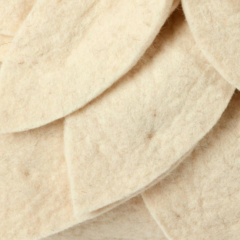 Hand Felted Wool Pillow - Cream 3D Flower Cream, 20" Arcadia Home
