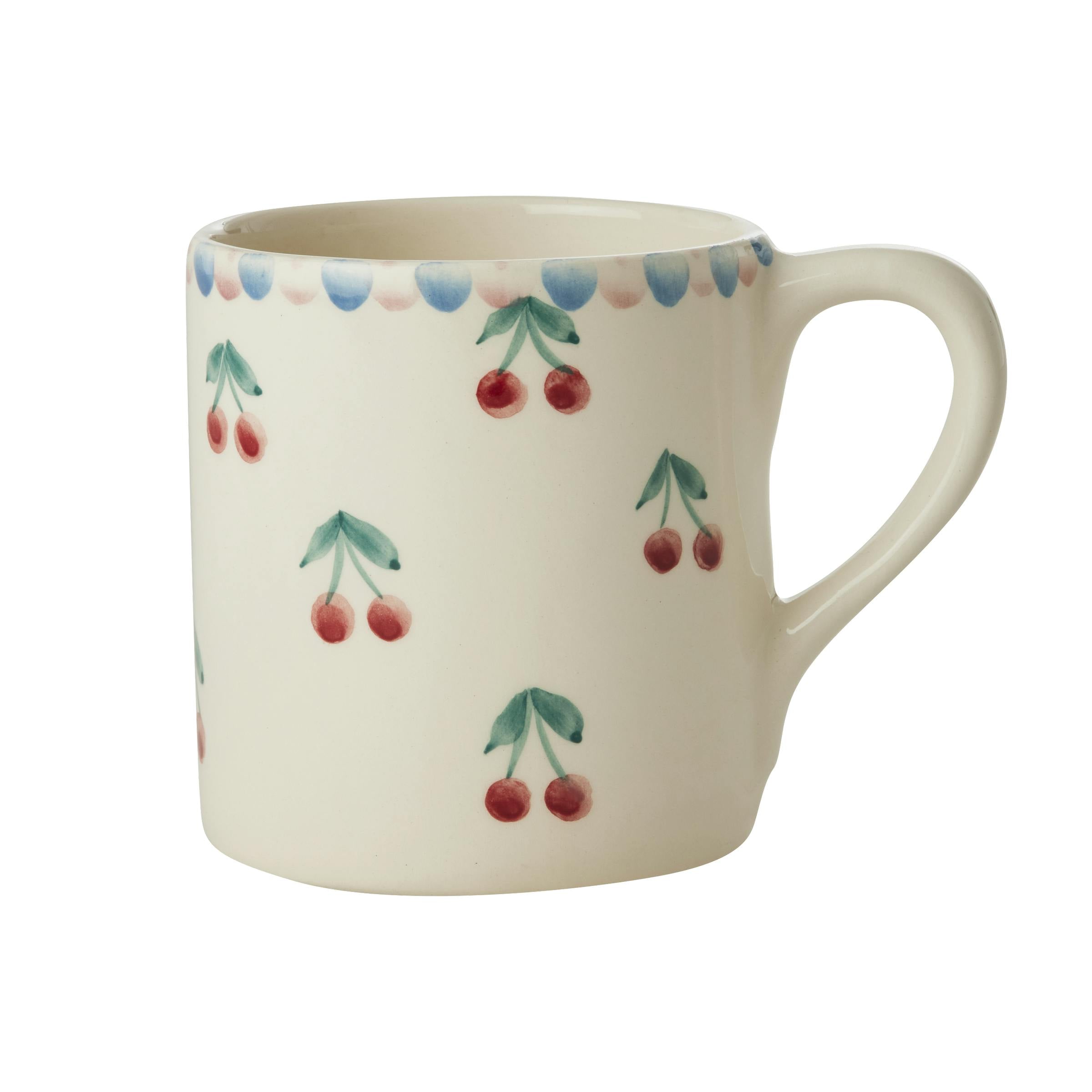 Ceramic Mug with Hand Painted Cherries - 14.2 oz