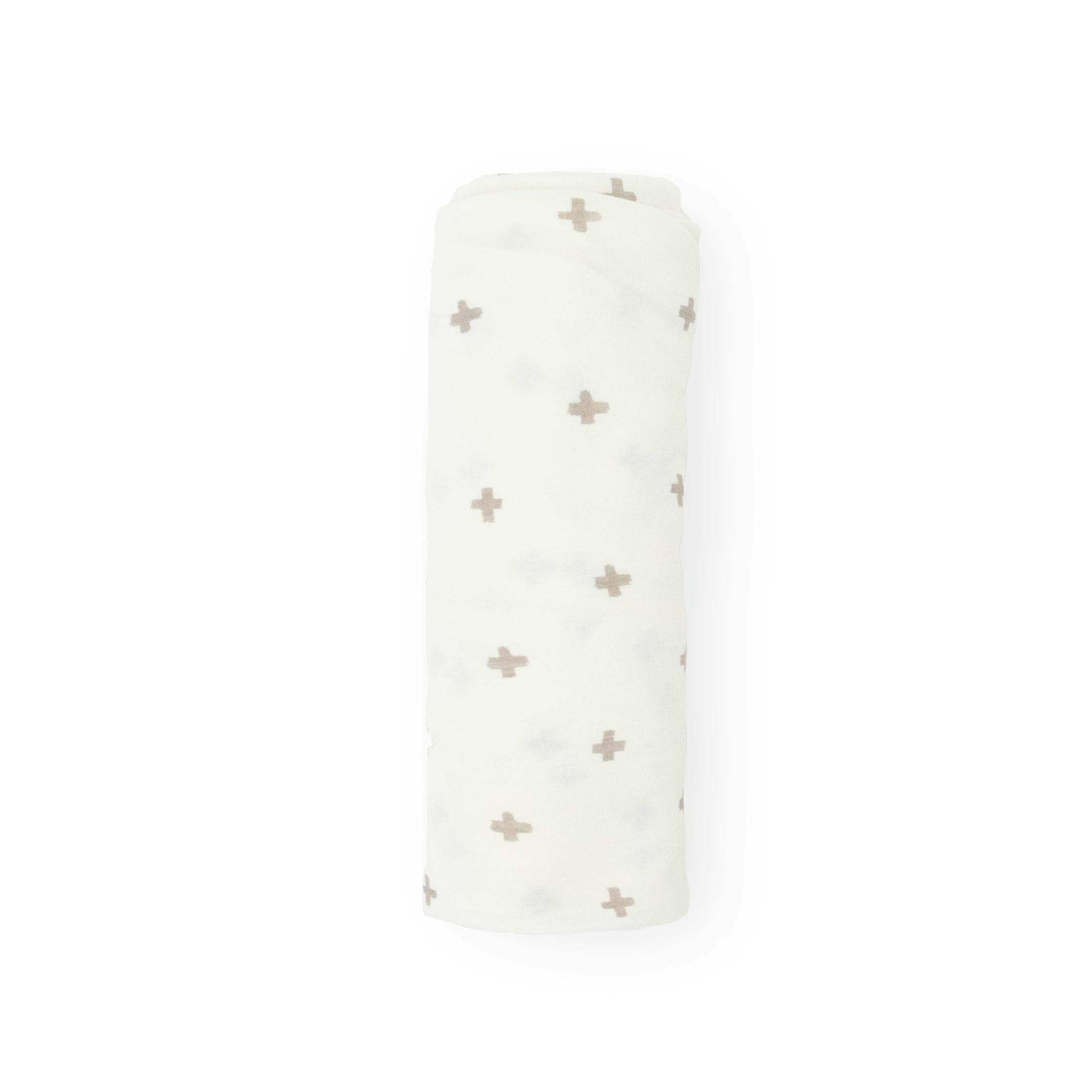 Stretch Knit Swaddle Blanket - Grey Cross