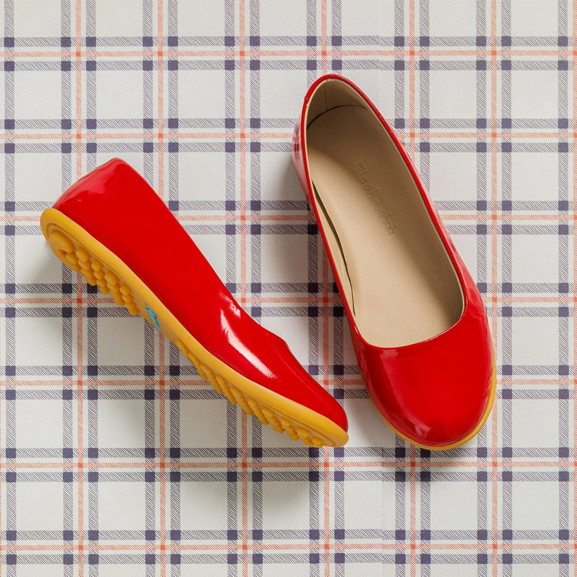 Bare Ballet Flat | Red Leather