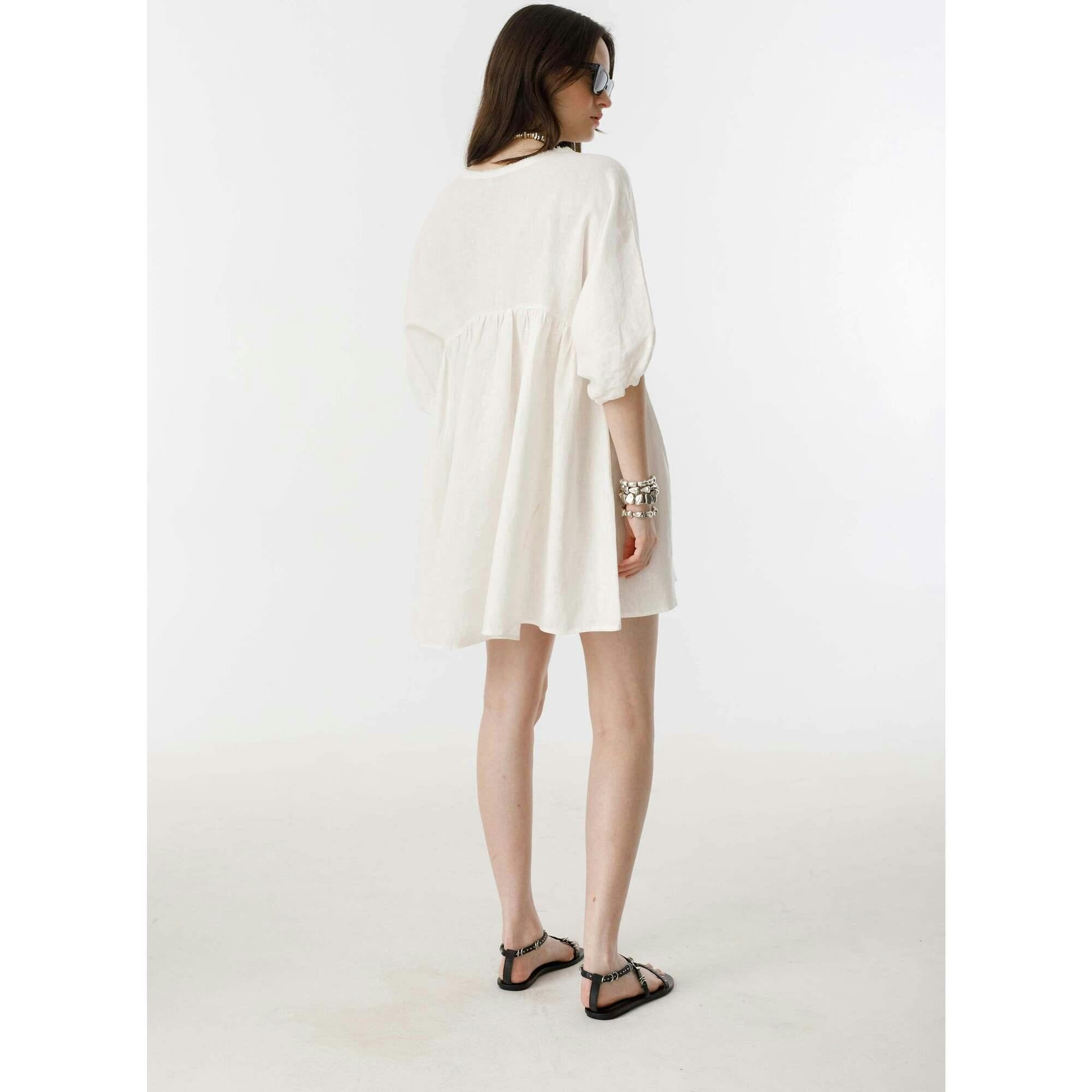 Alcala Linen Dress - Off White