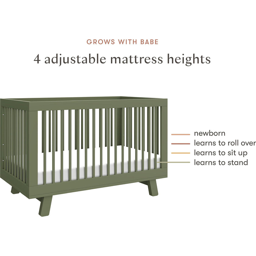 Hudson 3-In-1 Convertible Crib With Toddler Bed Conversion Kit in Olive