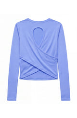 Oakley -  Crisscross Back Keyhole Long Sleeve Top - Periwinkle