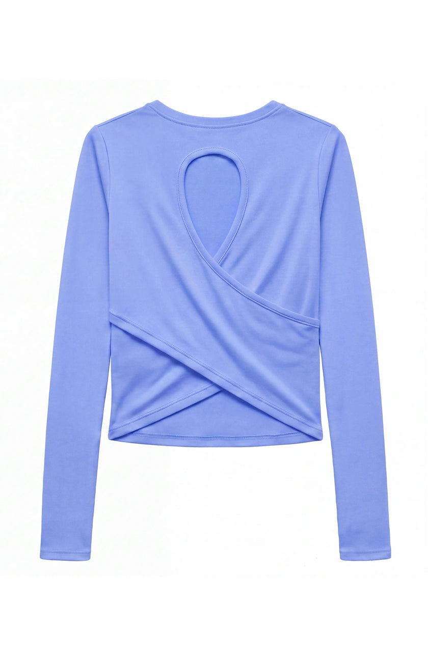 Oakley -  Crisscross Back Keyhole Long Sleeve Top - Periwinkle