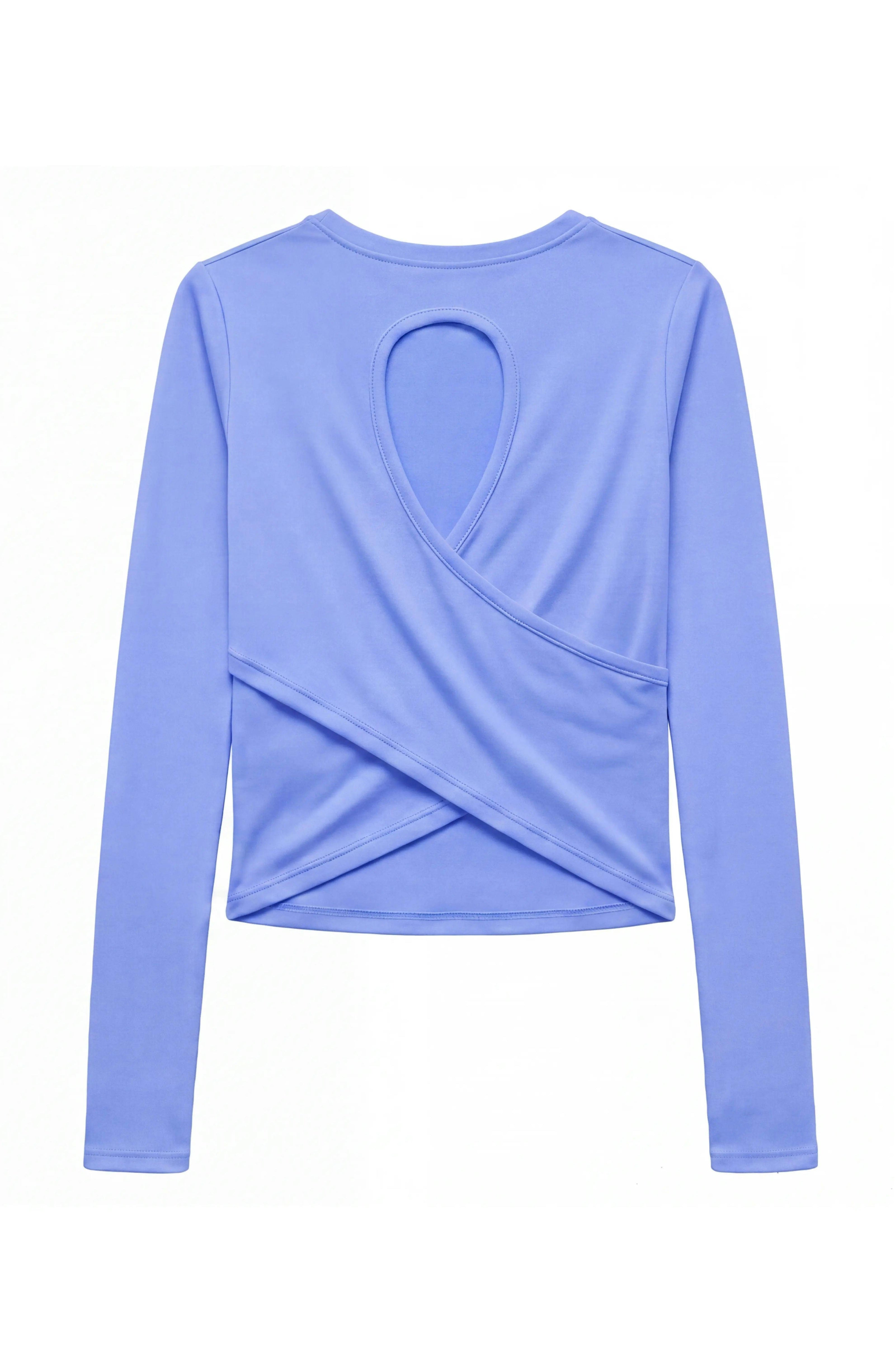 Oakley -  Crisscross Back Keyhole Long Sleeve Top - Periwinkle