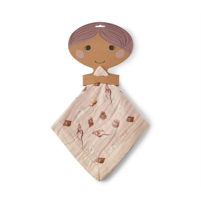 Seashells Mini Lovey Two-Layer Muslin Security Blanket