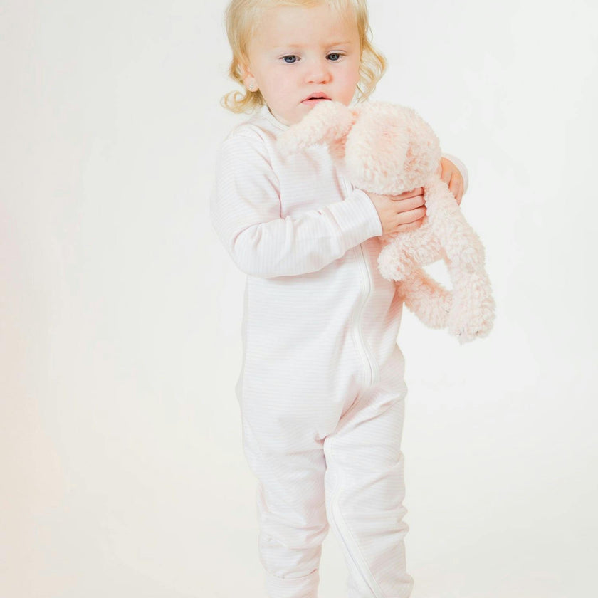 Convertible 2-Way Zip Striped Pima Footie Pajama