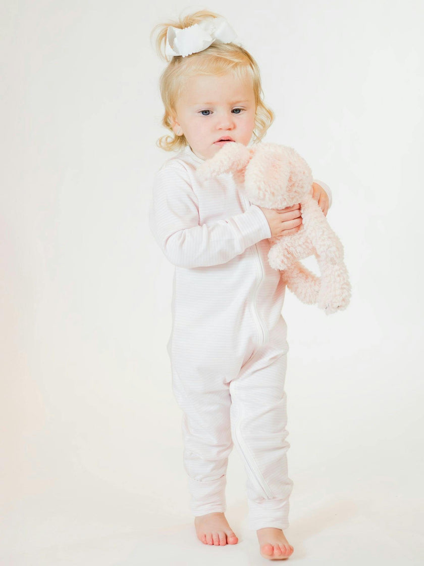 Convertible 2-Way Zip Striped Pima Footie Pajama