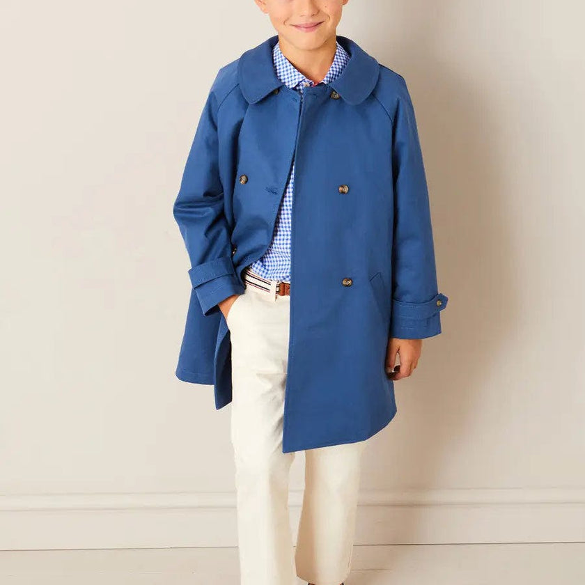 Double Breasted Coat With Detachable Hood in Blue (18mths-10yrs)