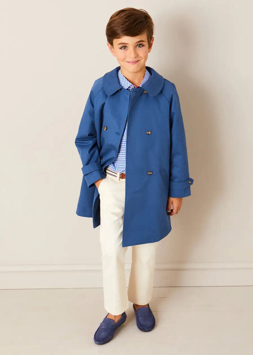 Double Breasted Coat With Detachable Hood in Blue (18mths-10yrs)