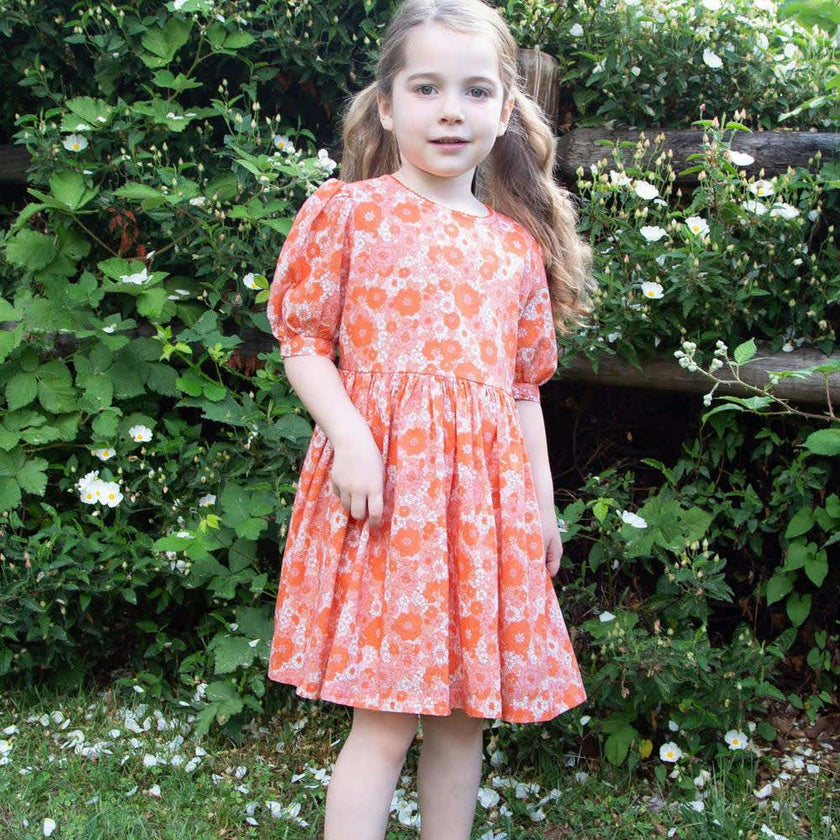 Girls Dress with Puff Sleeves