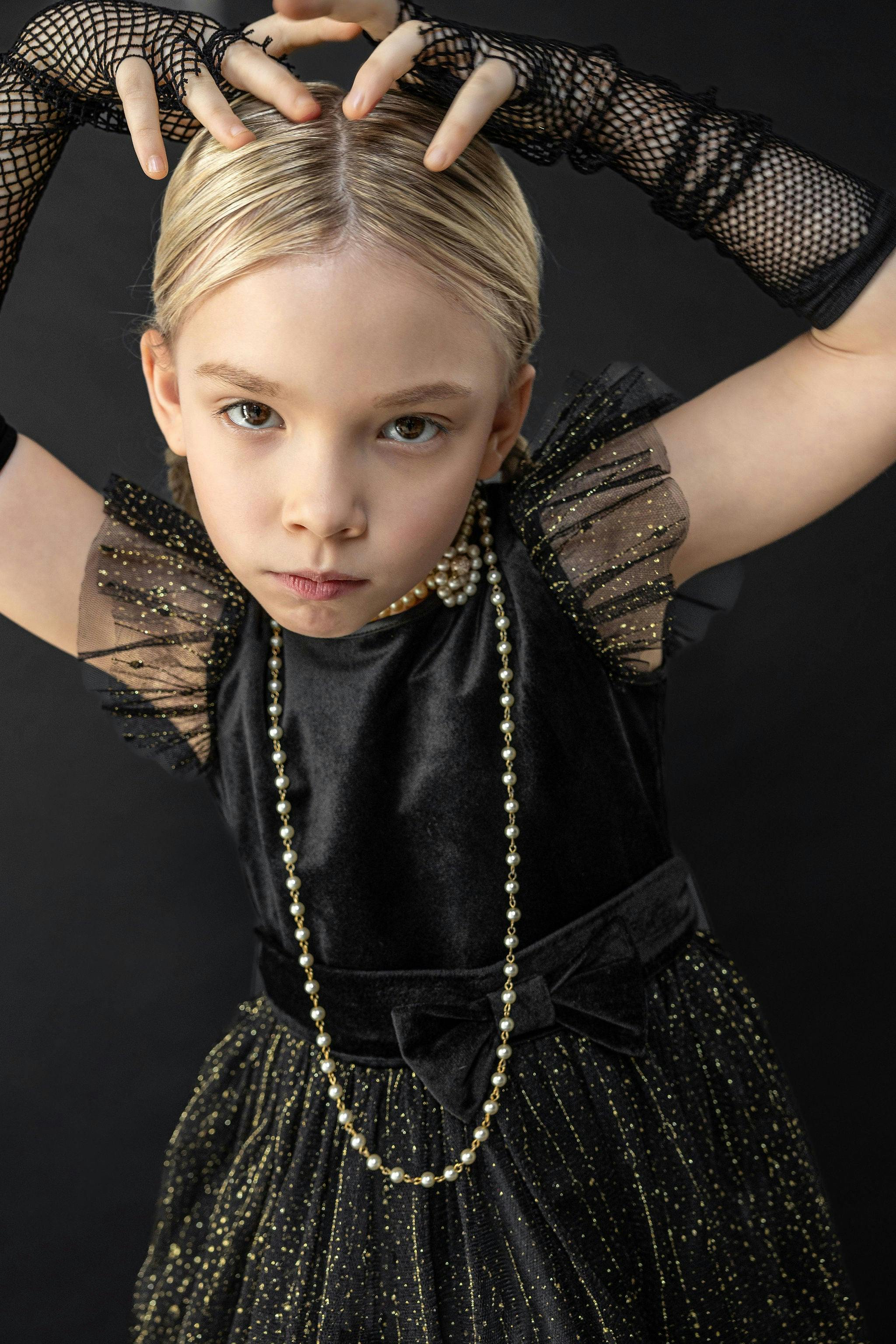 Wednesday Velvet & Glitter Tulle Party Dress
