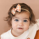 Cinnamon Plaid Tulle Bow Baby Headband