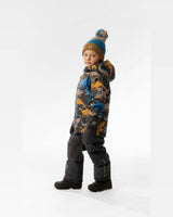Light Weight Two Piece Chill Snowsuit Grey And Blue Dinosaur Print