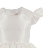 White Maravelle Satin Flutter-Sleeve Dress