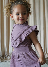 Esmée | Muslin Cotton Ruffle Dress | Mauve Wine