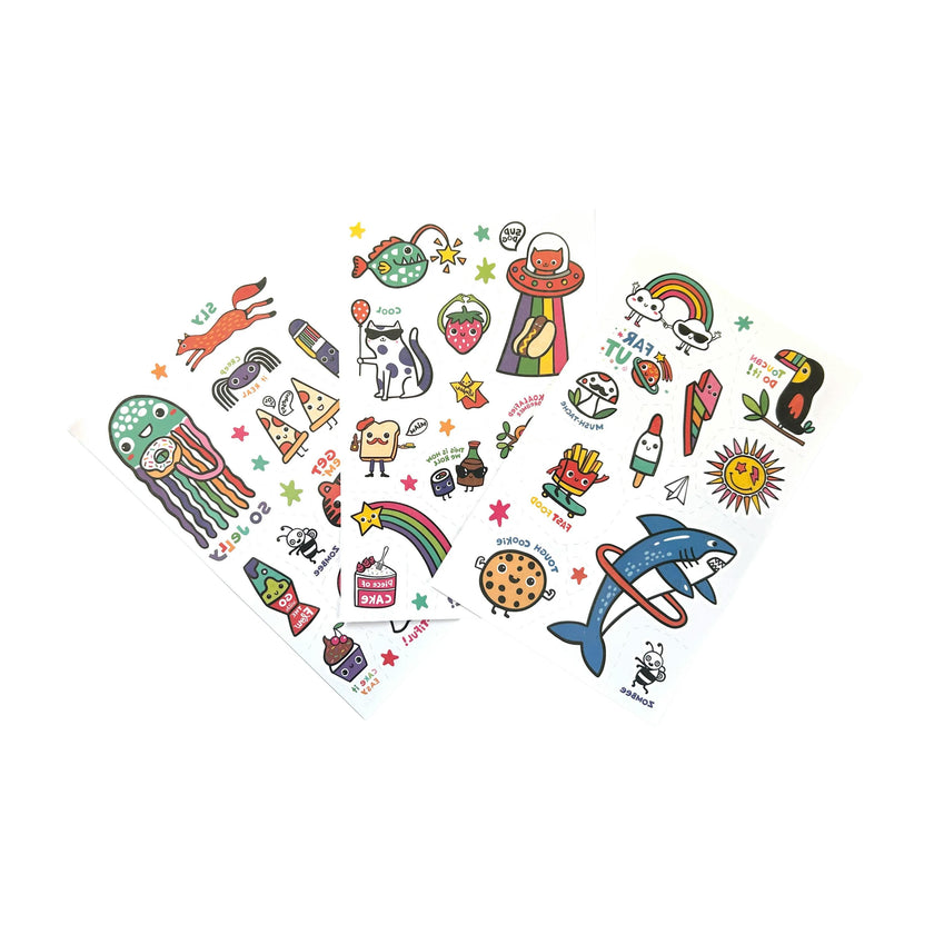 Tattoo-Palooza Glow in the Dark Temporary Tattoos - Bright & Funny - 3 Sheets