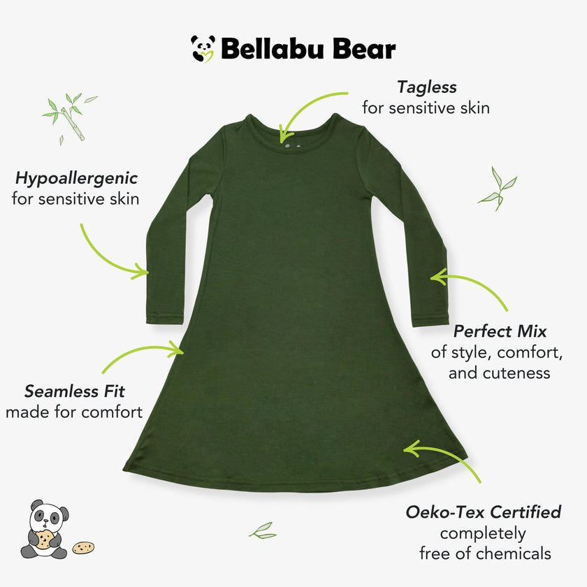 Evergreen Bamboo Girls' Long Sleeve Dress
