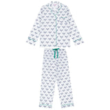 Women's Tennis Navy Long PJ Set - Organic Cotton Poplin