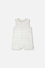 Cotton Striped Romper White And Grey Stripes