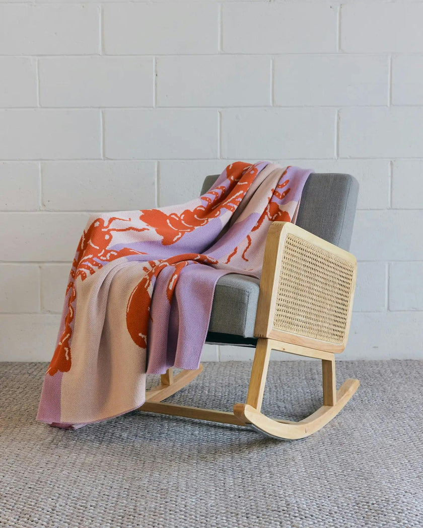 Lobster Tile Knit Blanket