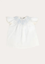 Butterfly Embroidered Lace Detail Cap Sleeve Blouse in White (18mths-10yrs)