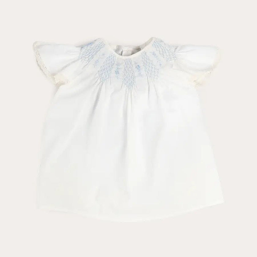 Butterfly Embroidered Lace Detail Cap Sleeve Blouse in White (18mths-10yrs)