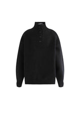 Black Button-Up Ribbed Sweater
