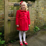 Bow Trim Peter Pan Collar Long Puff Sleeve Flap Pocket Coat