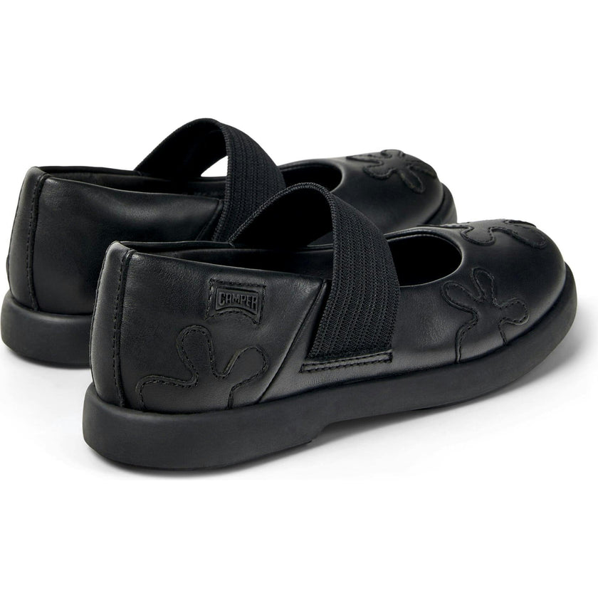 Kids Duet Twins Leather Elastic Strap Mary Jane Shoes, Black