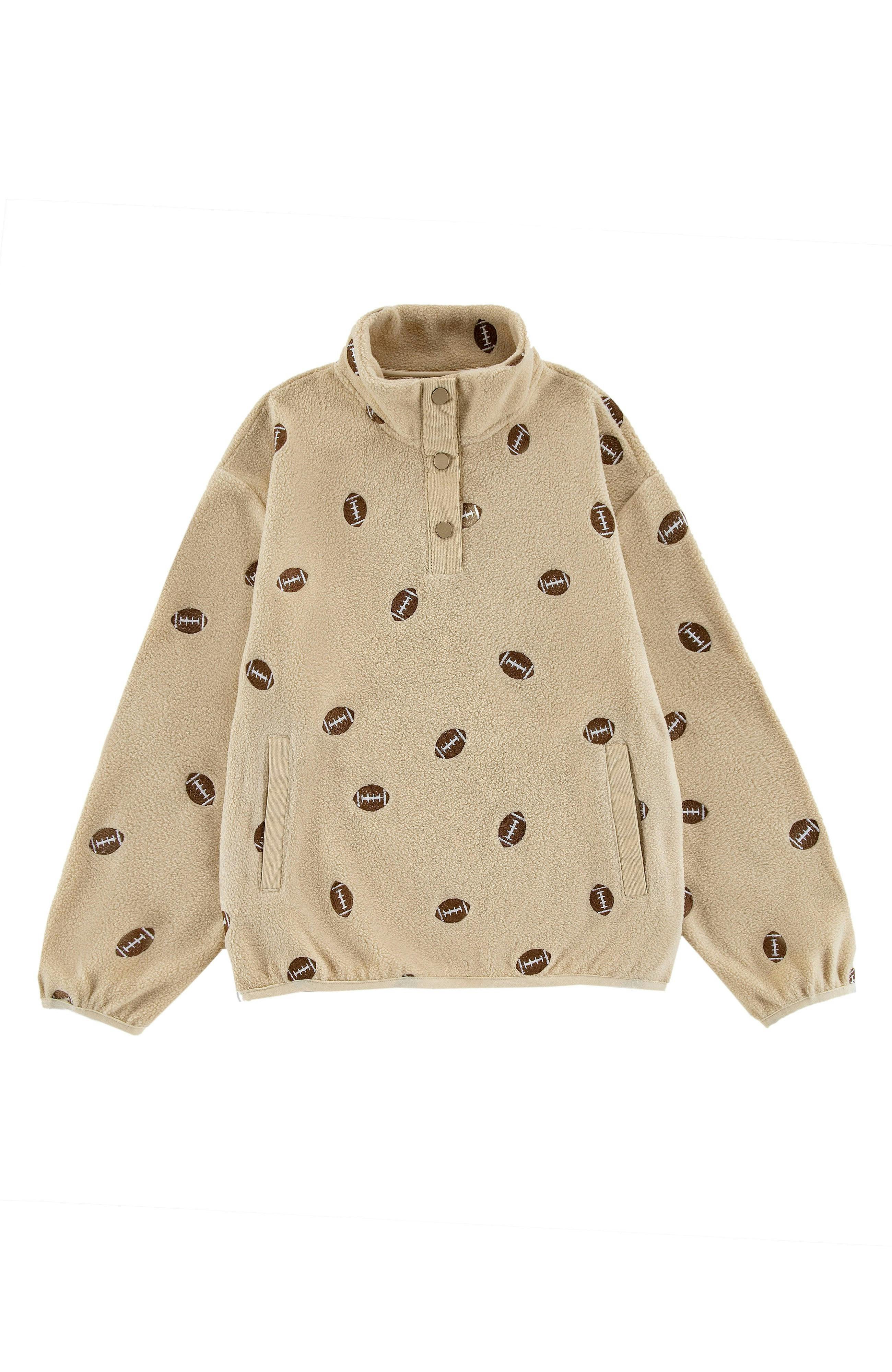 Embroidered Pull Over Fleece, Football Scramble
