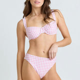 women's blush gingham cup bikini top