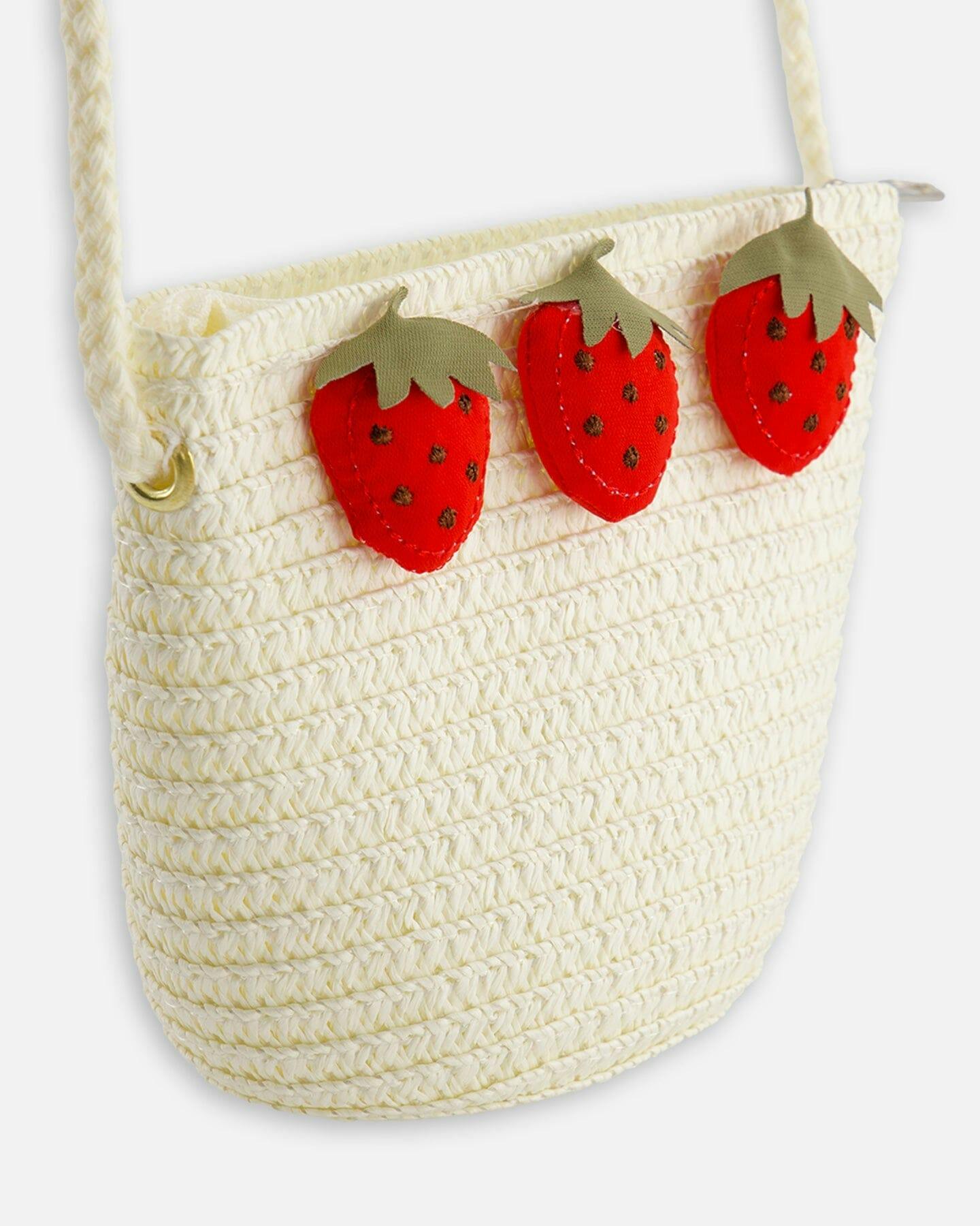 Strawberry Straw Purse Beige