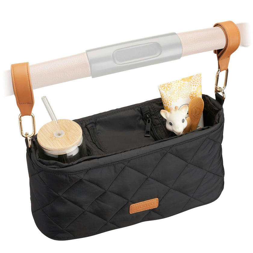 ZICOTO Beautiful Stroller Organizer Bag - Easy to Install Stroller Caddy incl. Cup Holder Attachment - Perfectly Sized Accessories For Any Stroller