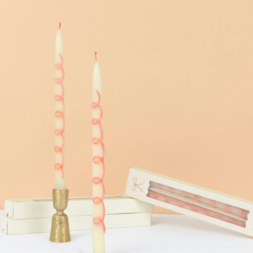Pink Swirl Taper Candles