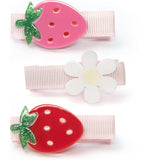 Little Strawberry Daisy Pink and Red Hair Clips -SPR