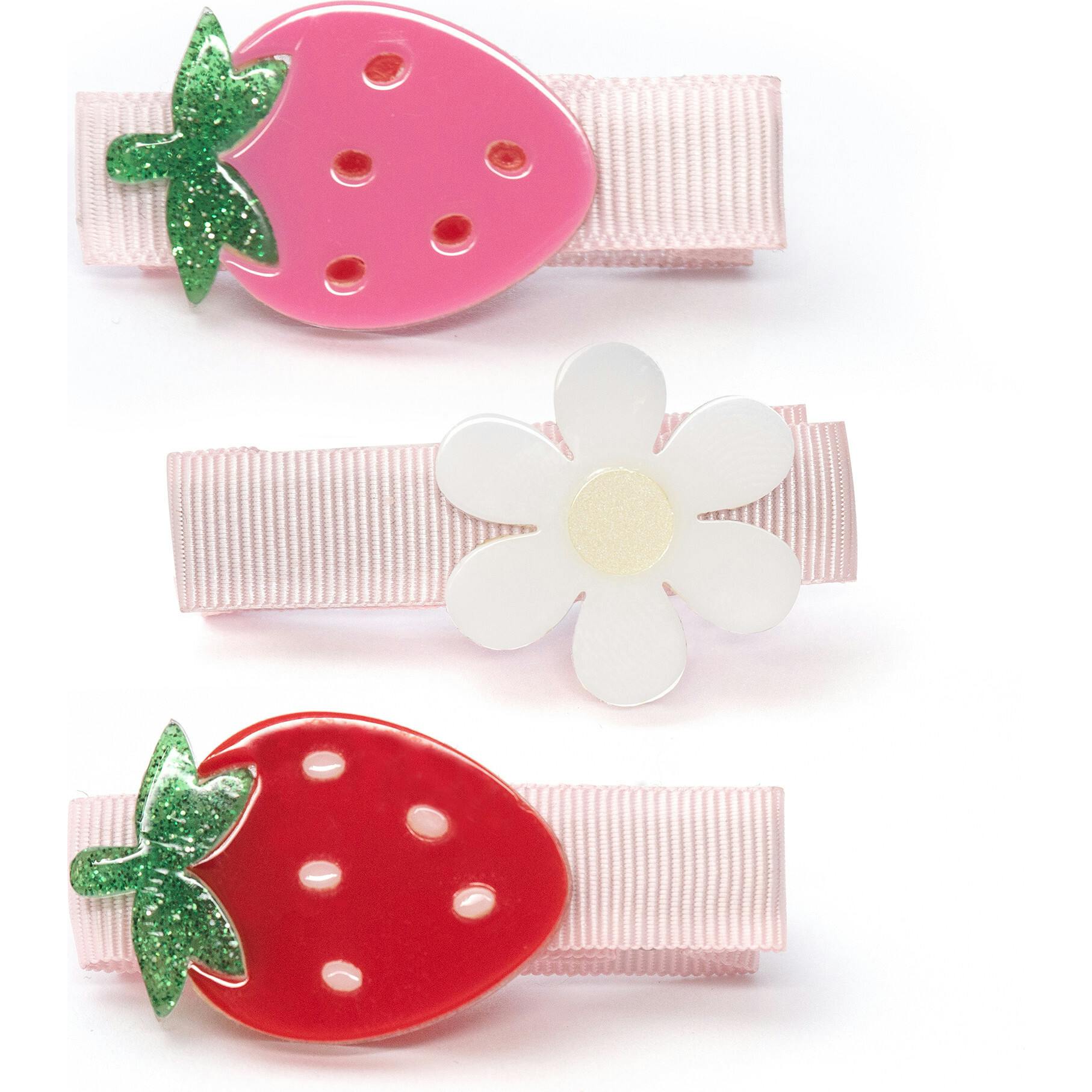 Little Strawberry Daisy Pink and Red Hair Clips -SPR