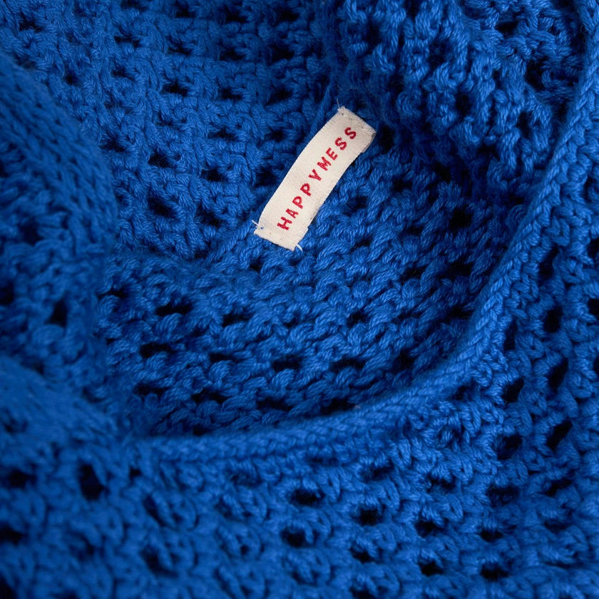 organic cotton crochete bag - indigo flower